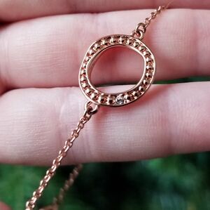 Adore Rose Gold Organic Circle with Crystal Accent Bracelet